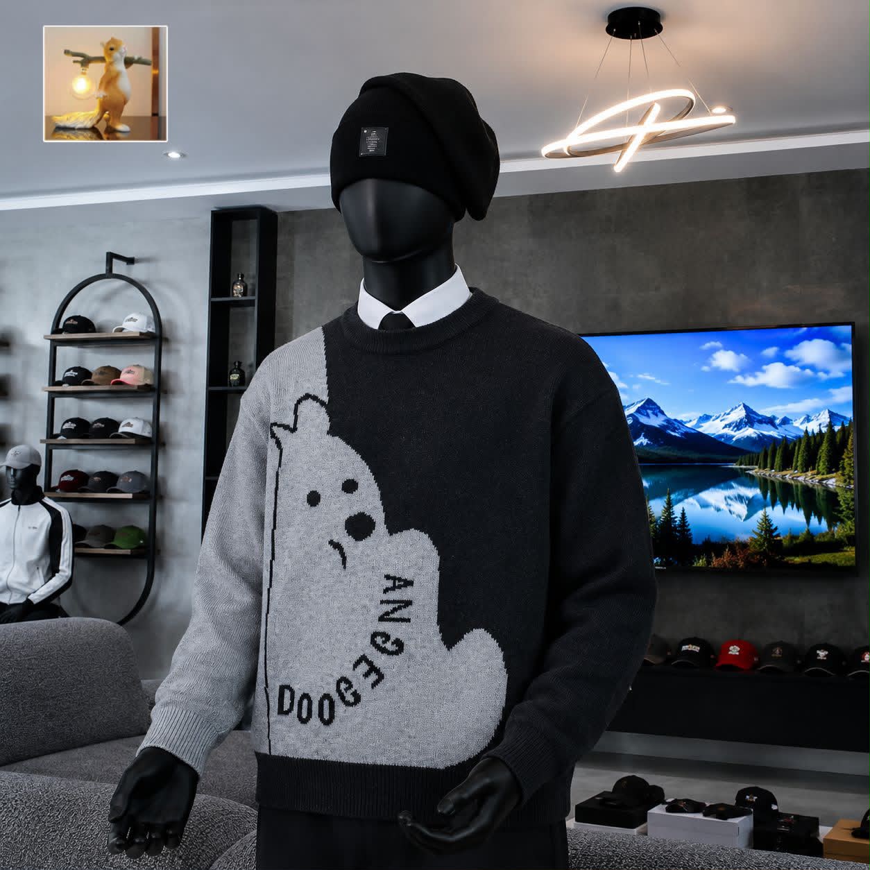 The Split-Panel Distressed Crewneck Sweater — image 1