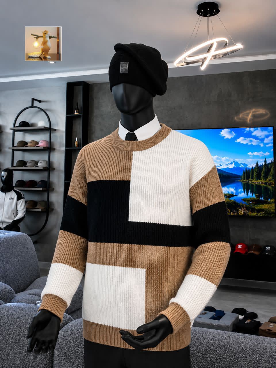 The Split-Panel Distressed Crewneck Sweater — image 3