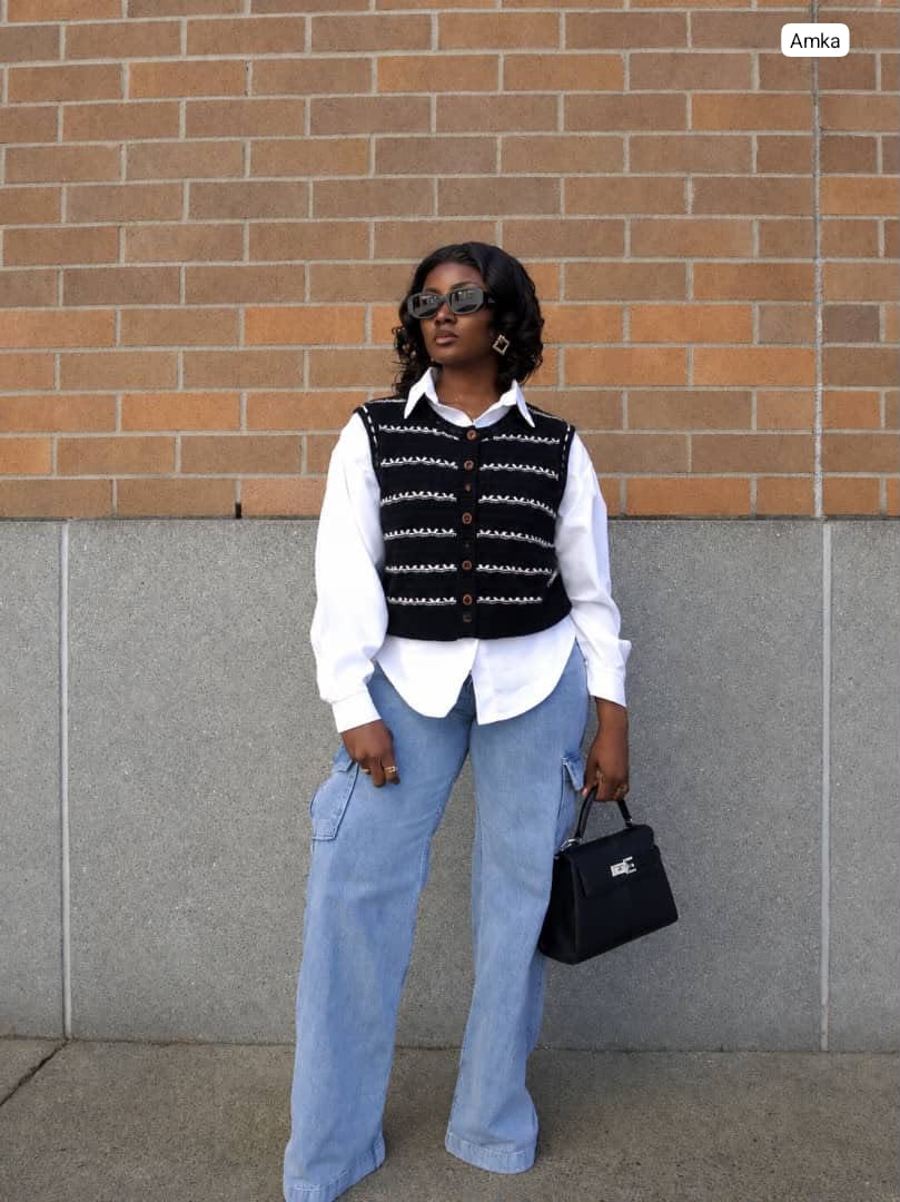 Wave-Stripe Knit Button-Front Sweater Vest — image 2