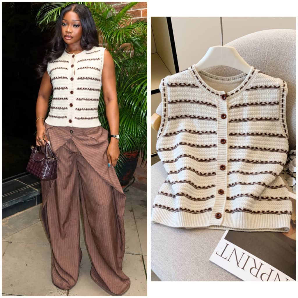 Wave-Stripe Knit Button-Front Sweater Vest — image 3
