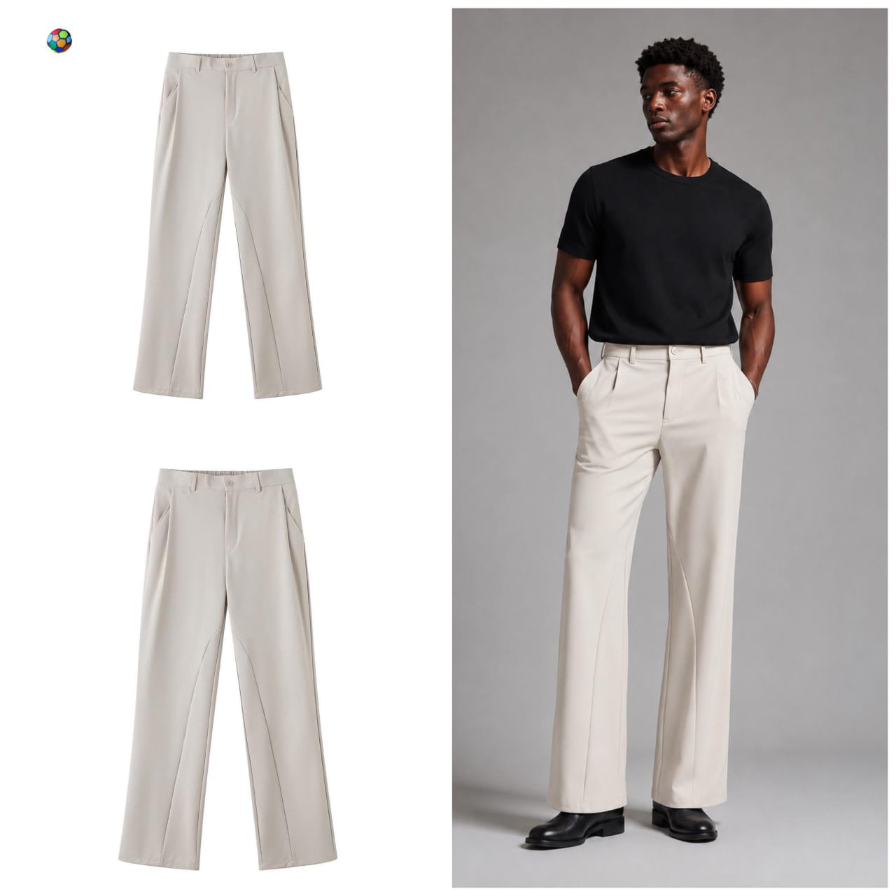 Wide-Leg Tailored Trousers with Front Seam Detail