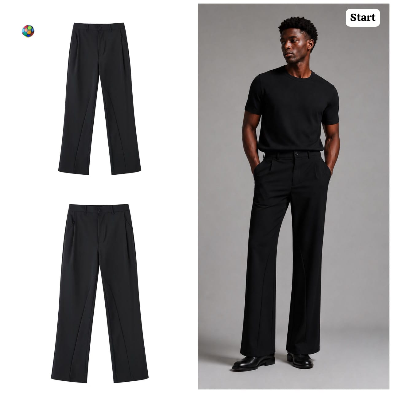 Wide-Leg Tailored Trousers with Front Seam Detail — image 3